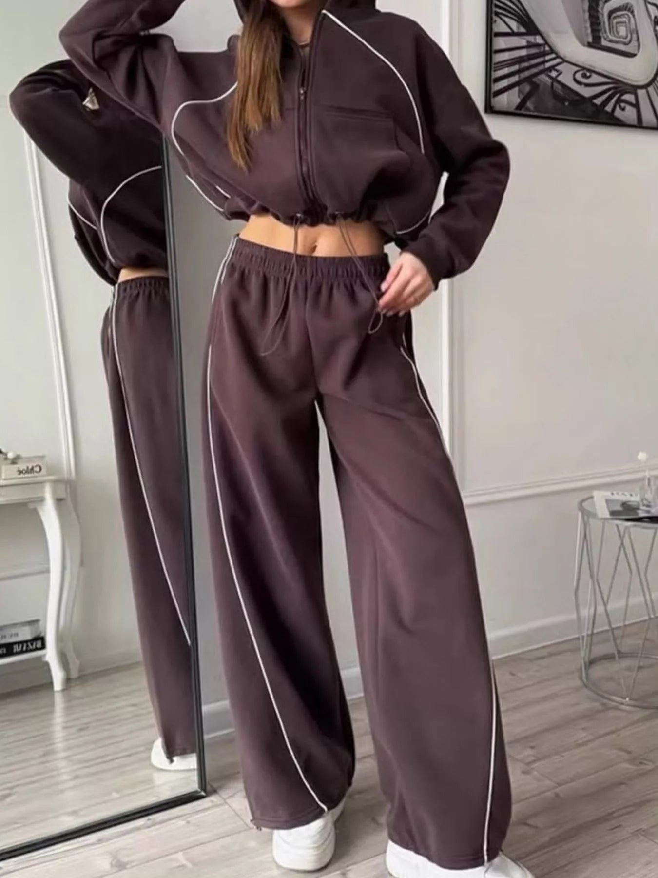 Fleece Zip-Up Hoodie and Joggers Set