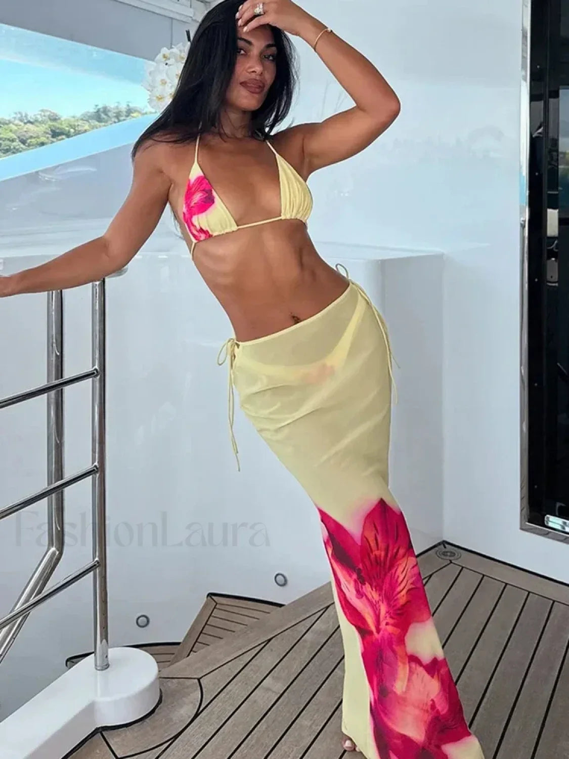 Beach Skirt Backless Three Piece Set