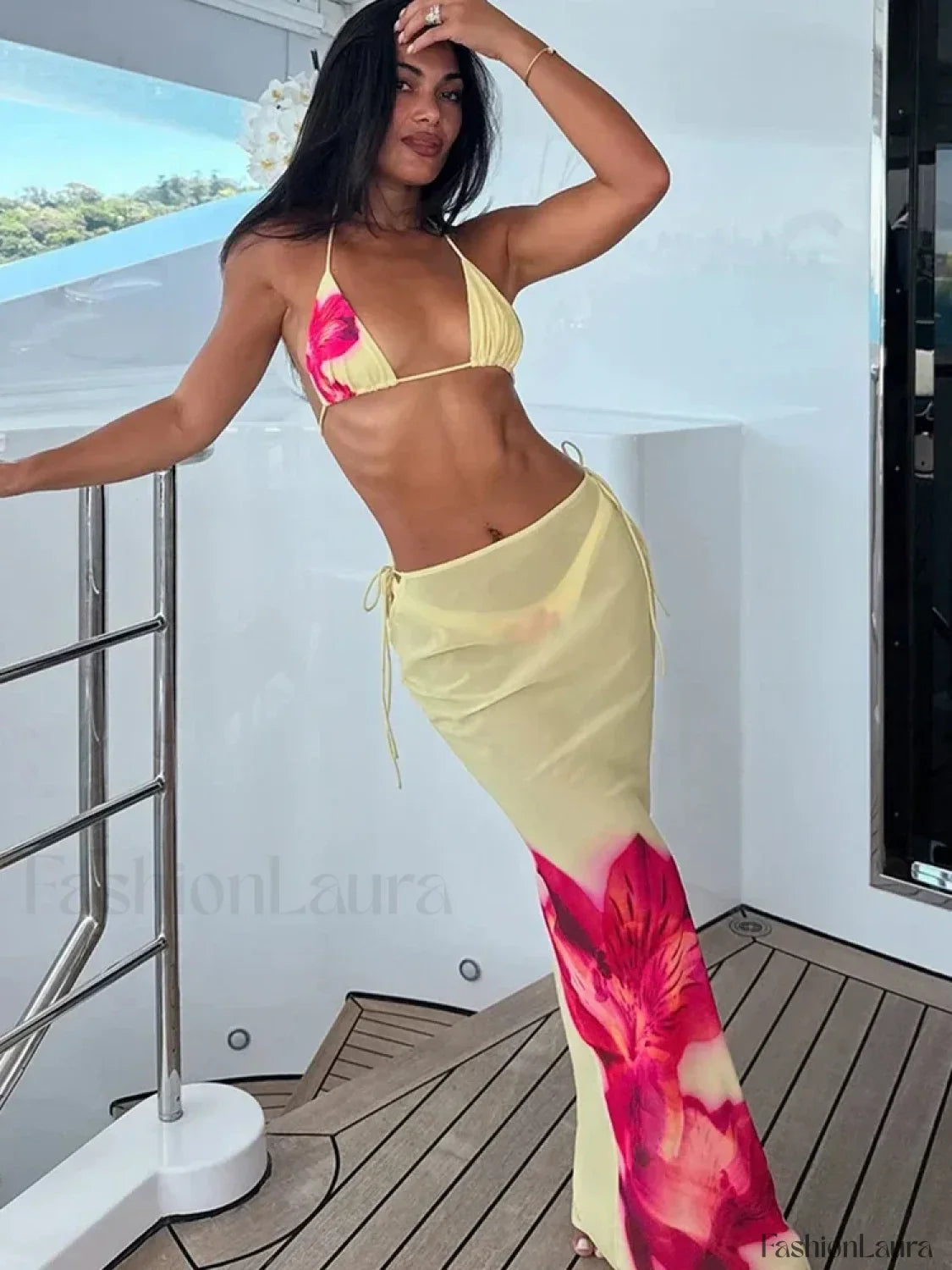 Beach Skirt Backless Three Piece Set