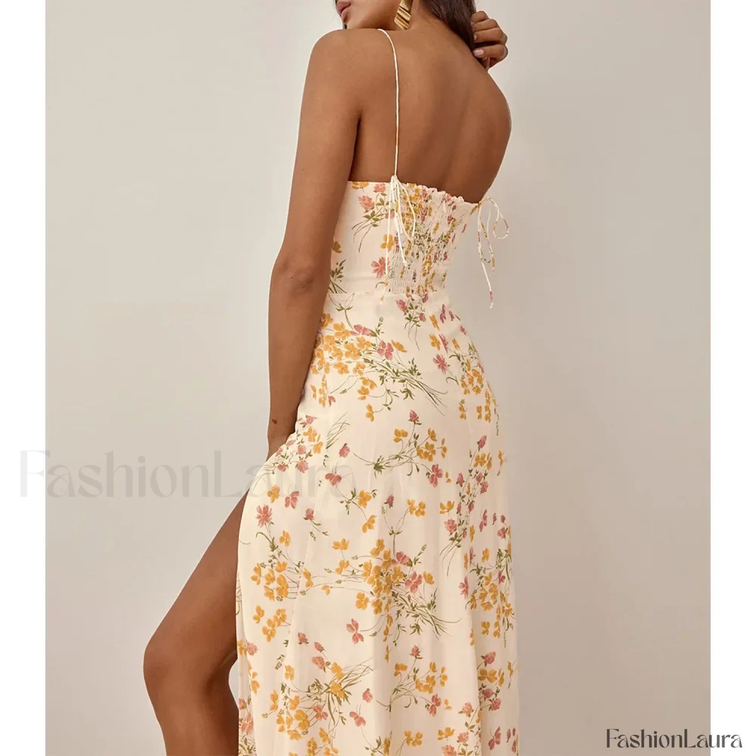 Beach Spaghetti Cotton Floral Dress