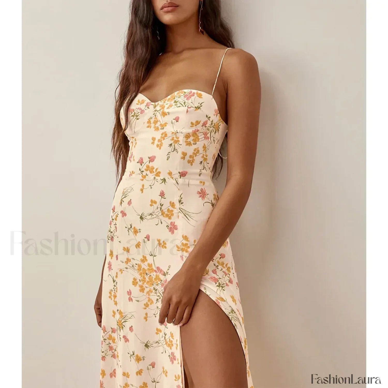 Beach Spaghetti Cotton Floral Dress