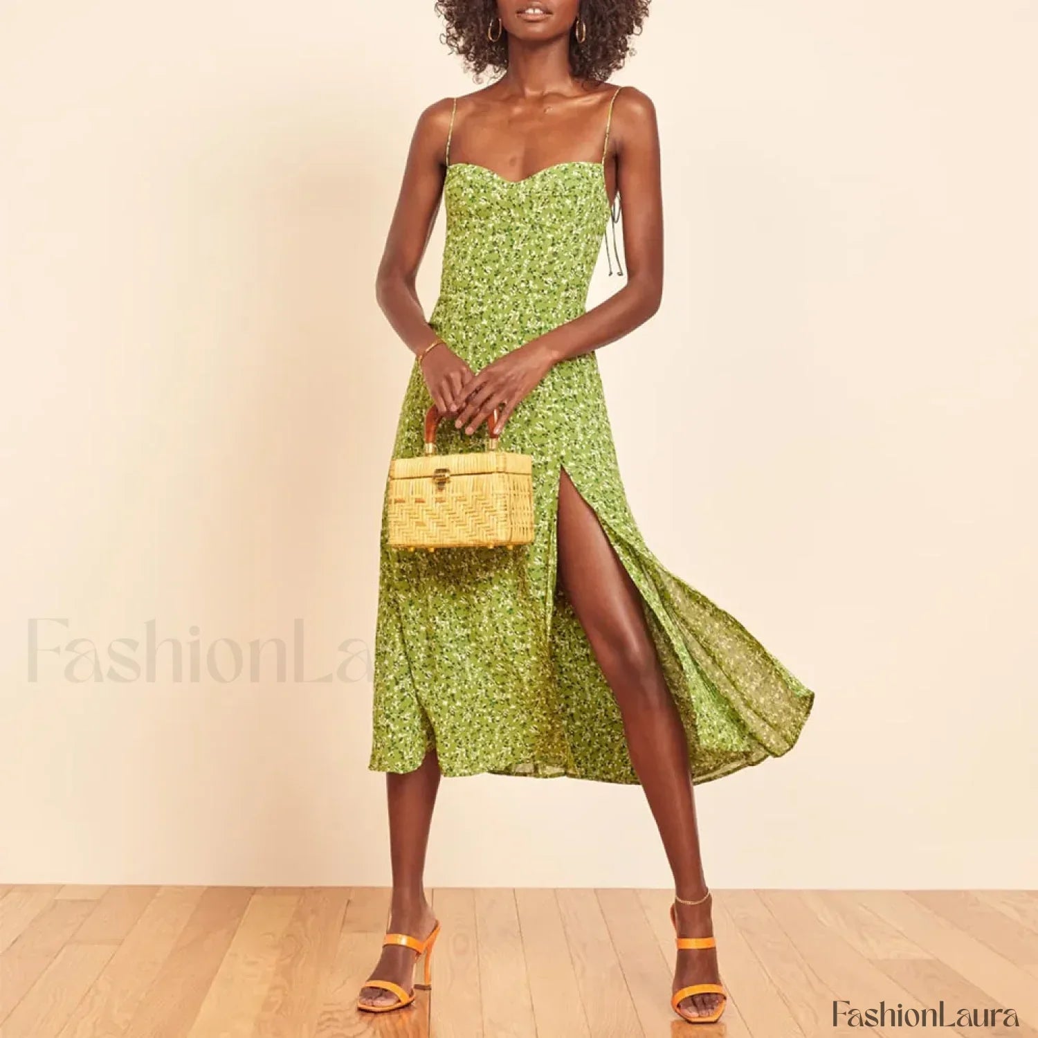 Beach Spaghetti Cotton Floral Dress