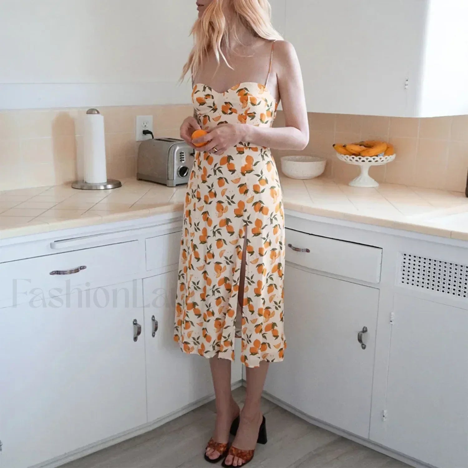 Beach Spaghetti Cotton Floral Dress