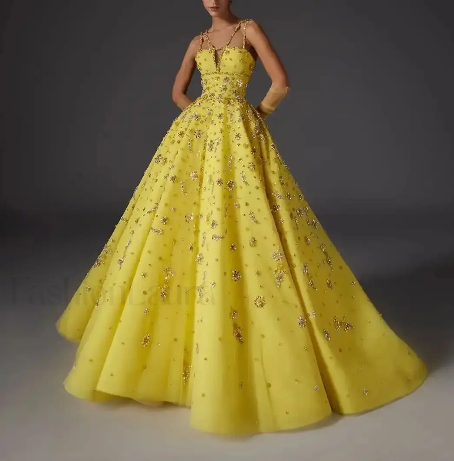 Beaded Floral Strap Maxi Dress