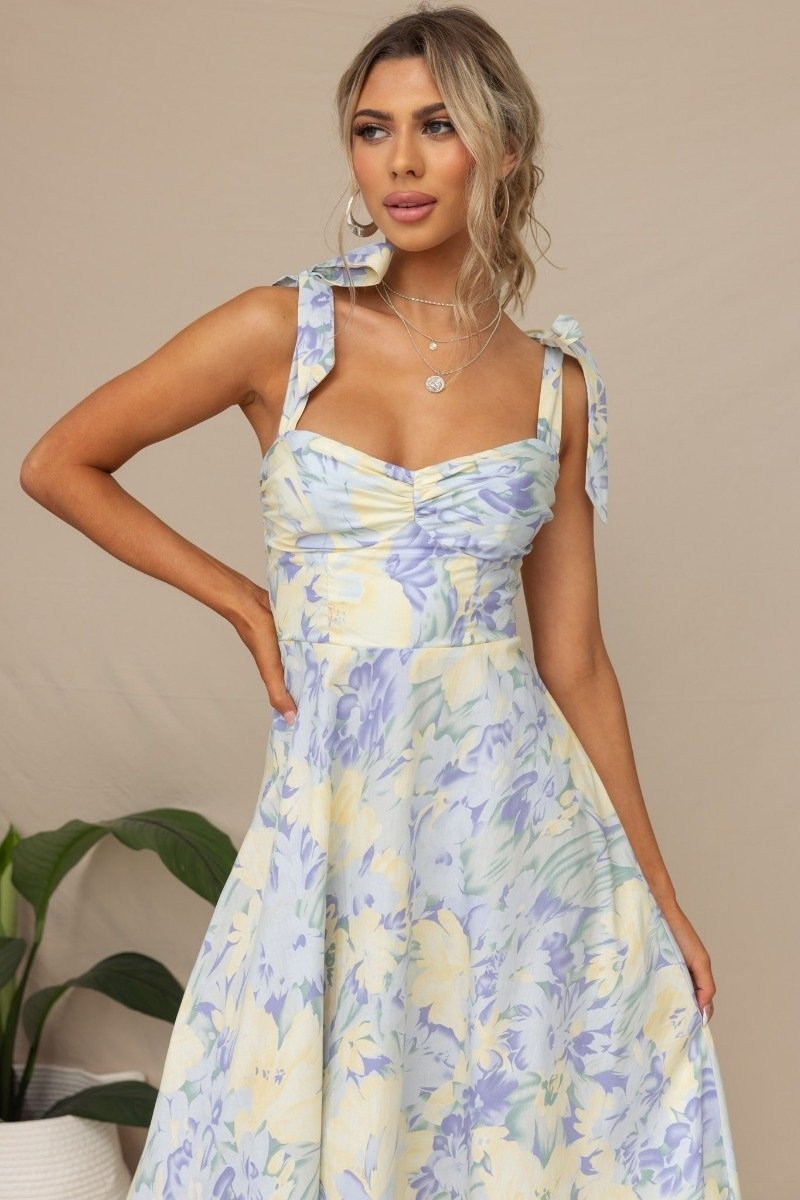 Exclusive Otilia Printed Midi Dress with Straps Boutique Collection
