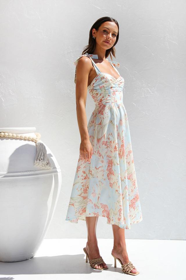 Minimalist Yamel Printed Midi Dress with Straps Premium Wardrobe Essential