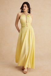 Halter Neck Cut Out Satin Maxi Dress 10