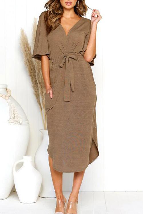 Deep V Sleeve Loose Dress