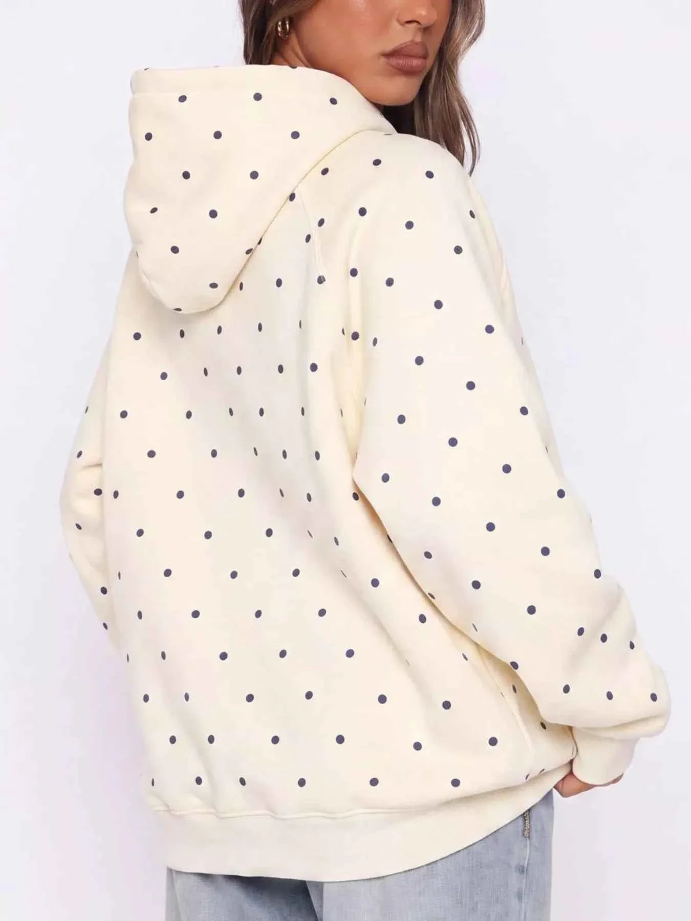 Polka Dot Raglan Sleeve Hoodie
