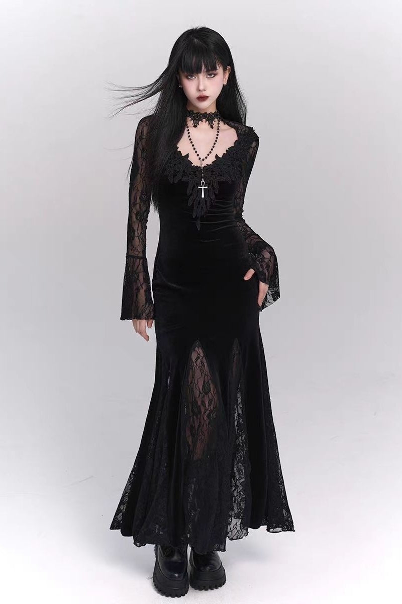 Halloween Gothic Lace Red and Black Dress