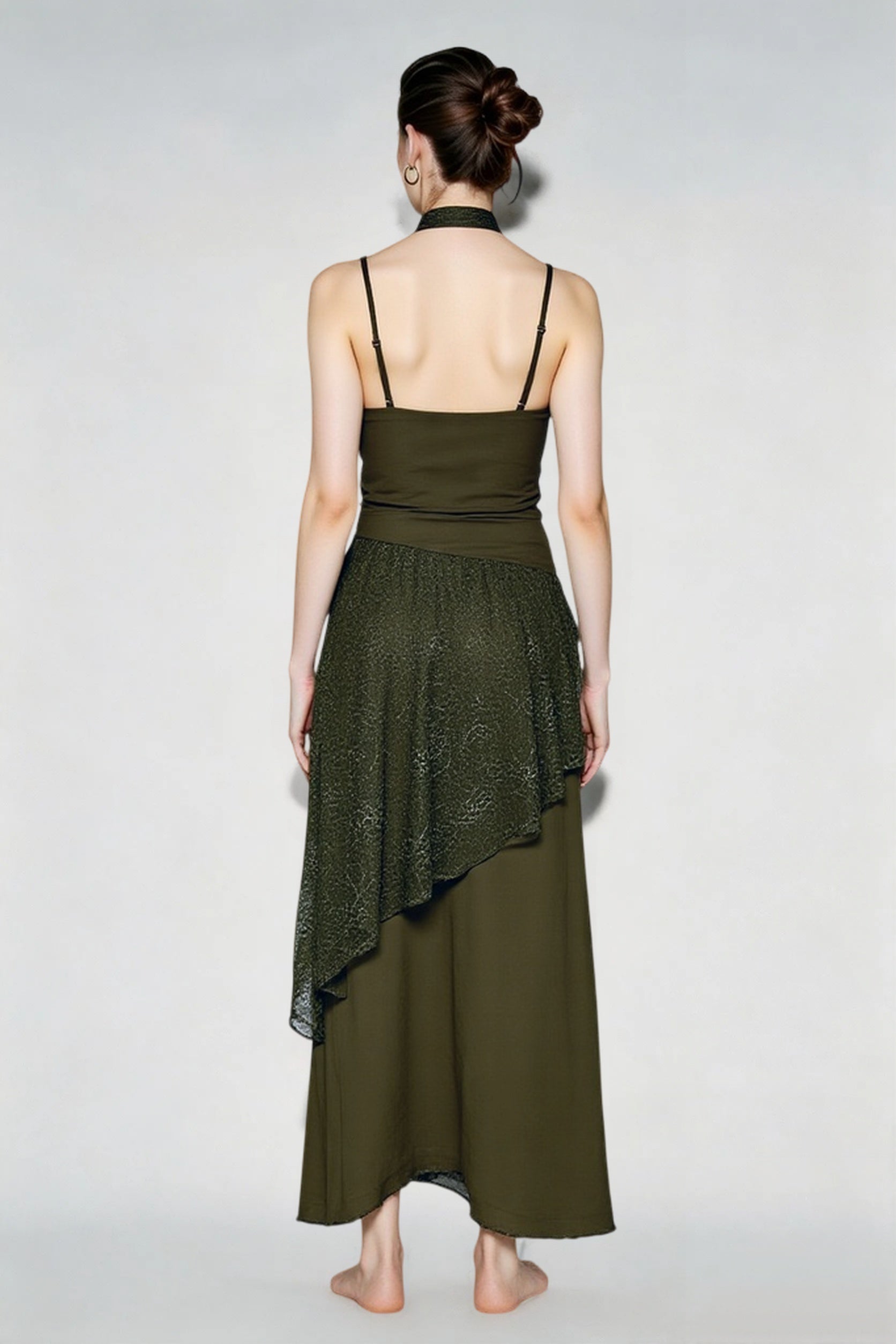 Lace Sheer Mesh Maxi Dress