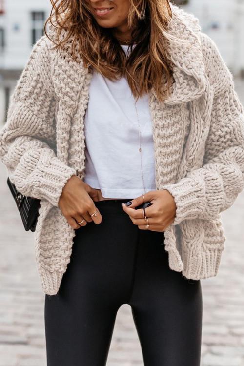 Knit Loose Hoodie Cardigan