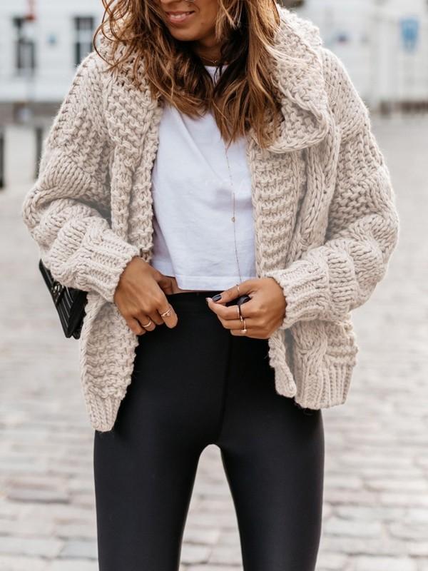 Knit Loose Hoodie Cardigan