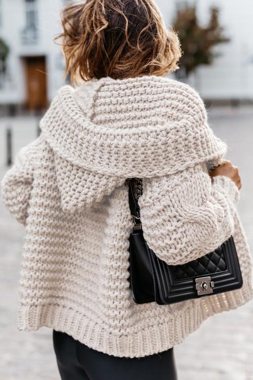 Knit Loose Hoodie Cardigan