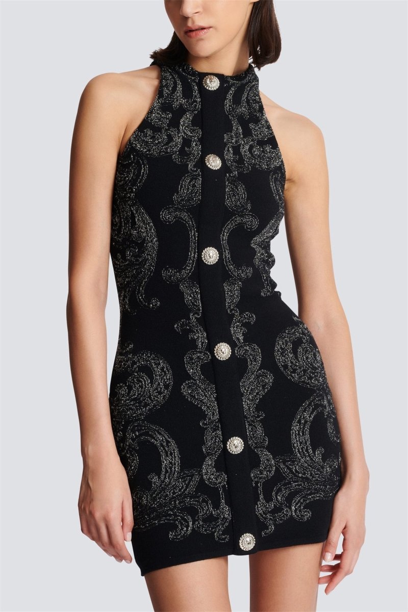 Zaida Premium Mini Knit Dress with Paisley Print Chic Silhouette Collection