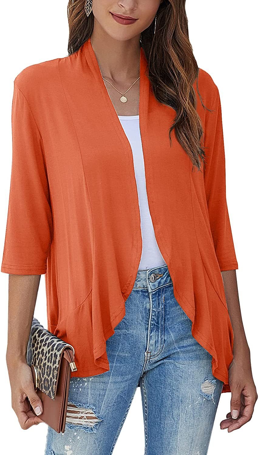 Open Front Draped Ruffle Hem Cardigan
