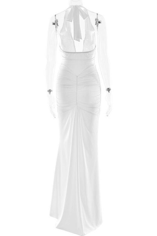 Bella Bodycon Wrap Maxi Dress - White Pearl