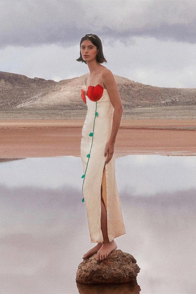 Sandra Timeless Detailed Maxi Dress with High Slit Elevated Occasion Wear