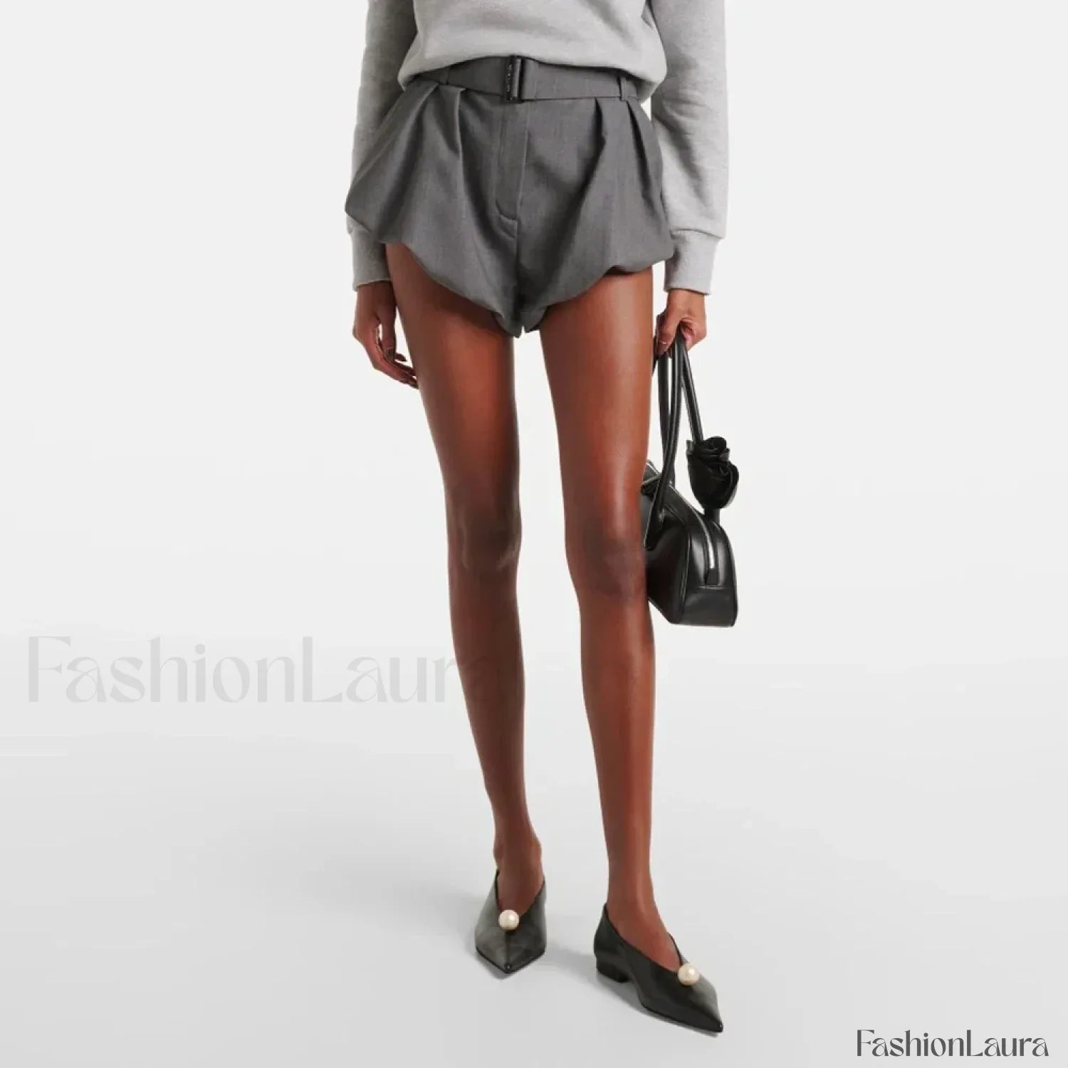 Belt Decoration Y2K High Waist Simple Commuter Short