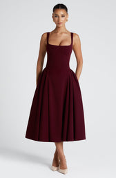 Square Neck Sleeveless Fit and Flare Midi Dress 9