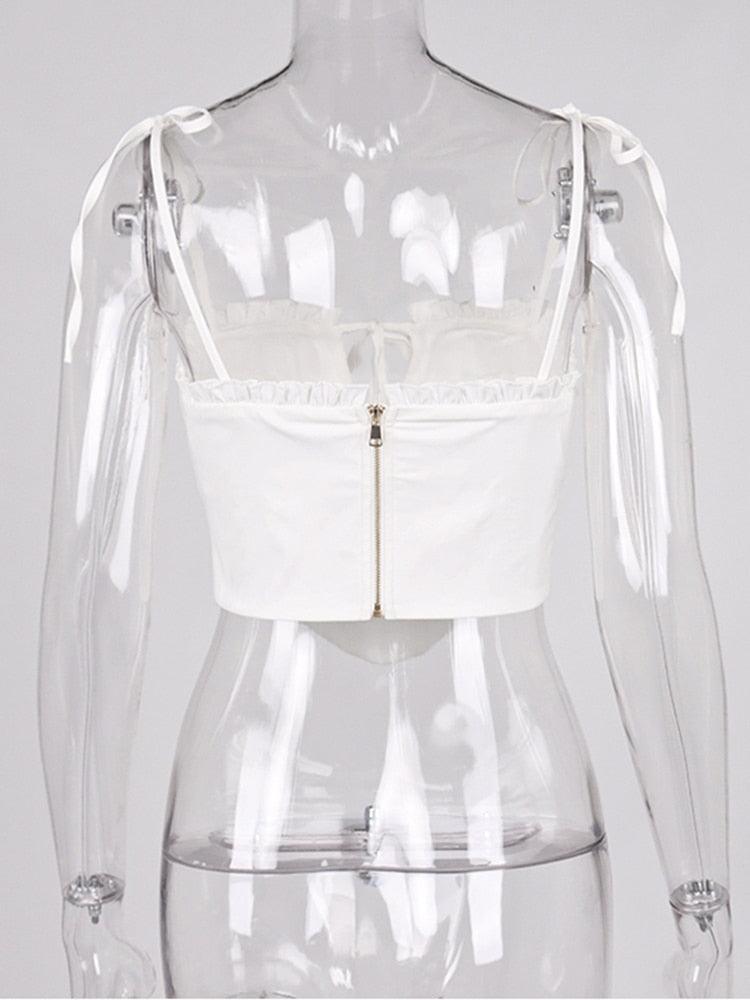 Betty Spaghetti Strap Pleated Cropped Corset Top