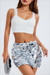 Iridescent Sequin A-Line Bodycon Skirt