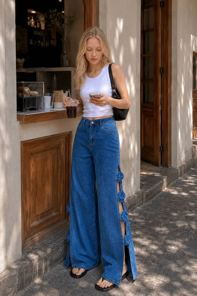 Embroidered Denim Jeans