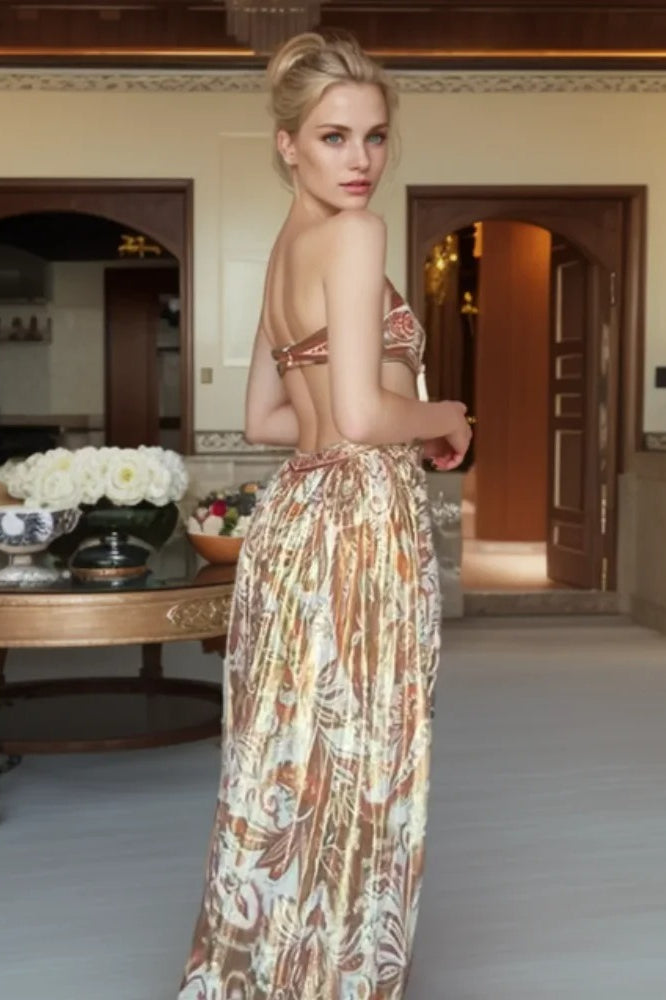 Print Edition Strapless Tube Maxi Dress