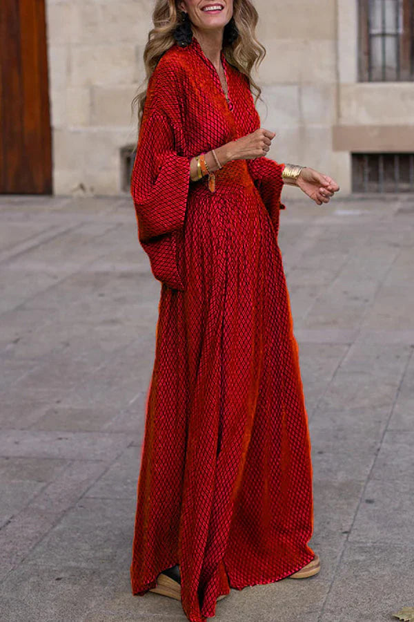 Mercedes Womens Geometric Long Dress with Relaxed Fit and Smart Casual Fashion