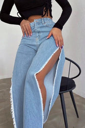 High Slit Street Style Jeans
