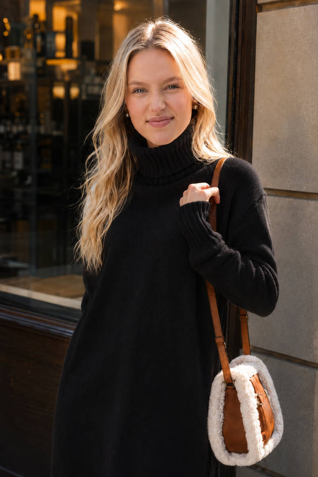 Loose Turtleneck Sweater Dress