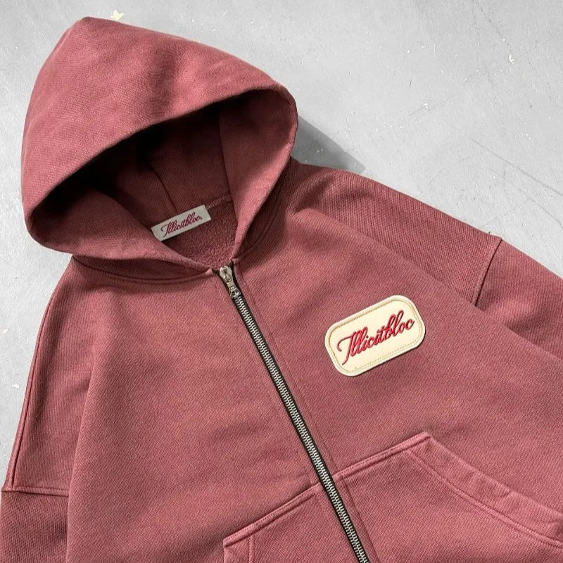 Embroidered Patch Loose Hoodie