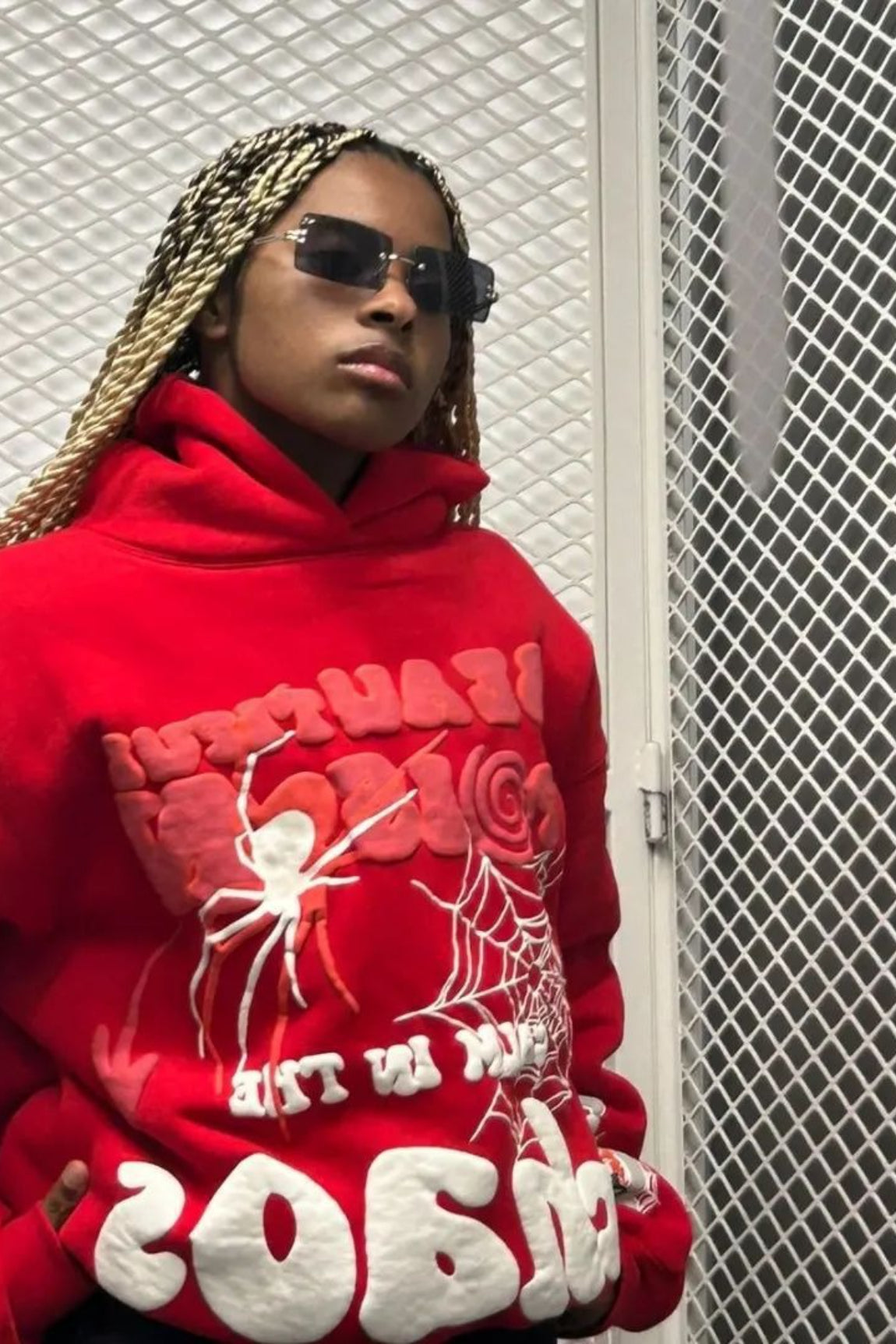 Spider Web Letter Print Hoodie