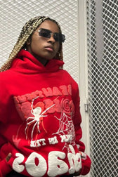 Spider Web Letter Print Hoodie