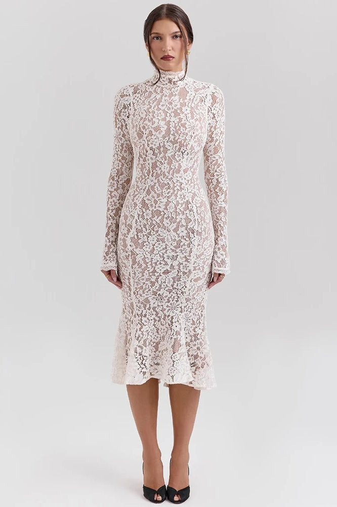 Lace Long Sleeve Midi Dress 3