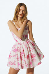 Off-the-Shoulder Ruched Floral Mini Dress