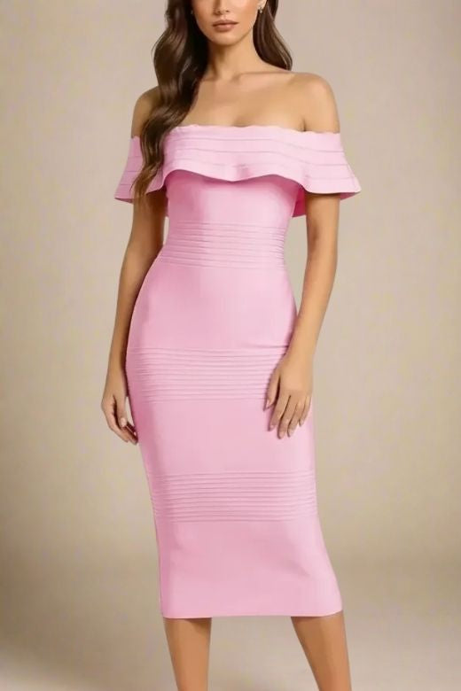 Billie Bandage Midi Dress - Dusty Pink
