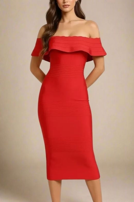 Billie Bandage Midi Dress - Lipstick Red