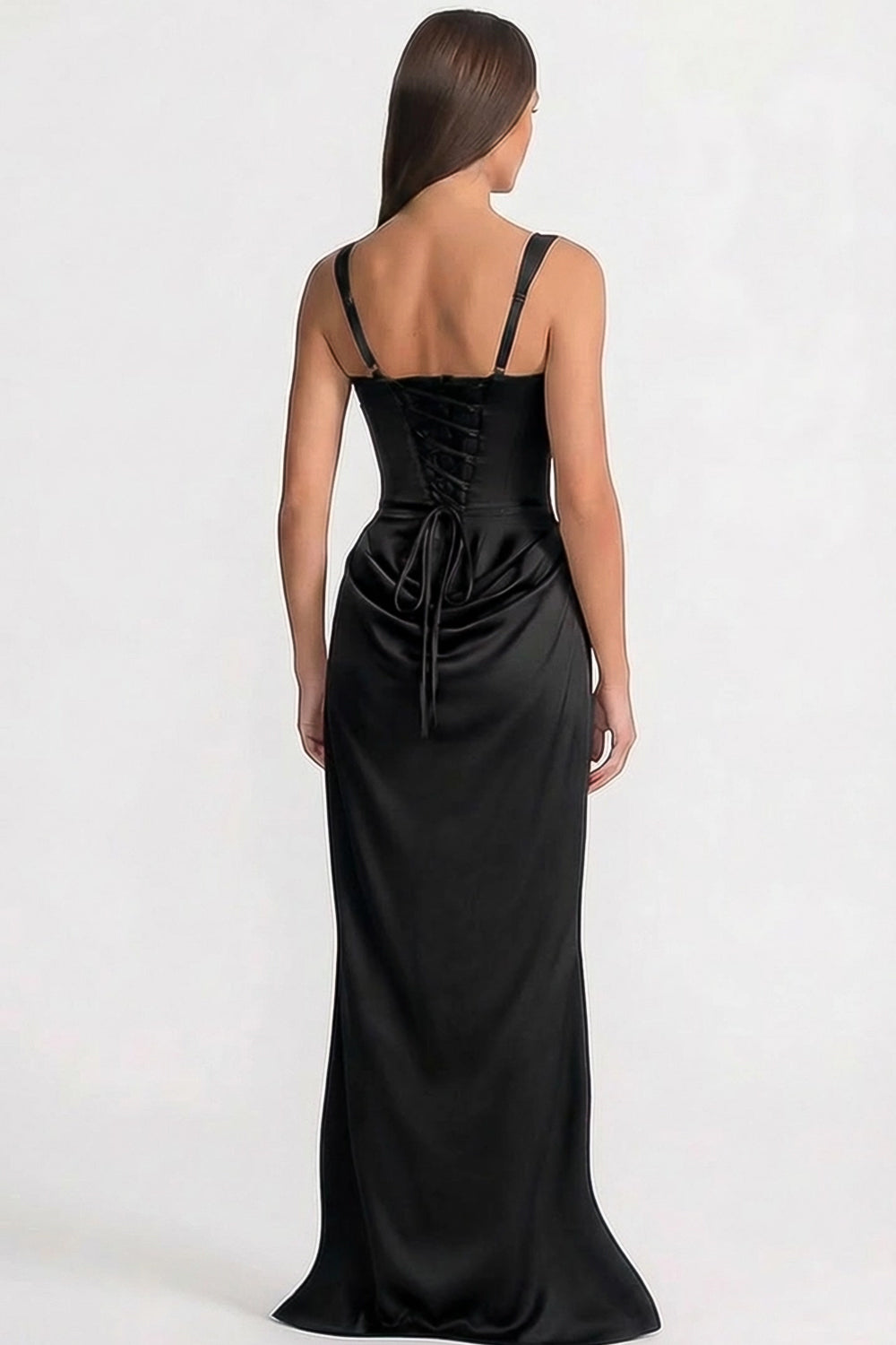 Square Neck Corset Bodice Draped Hip Mermaid Maxi Gown 4