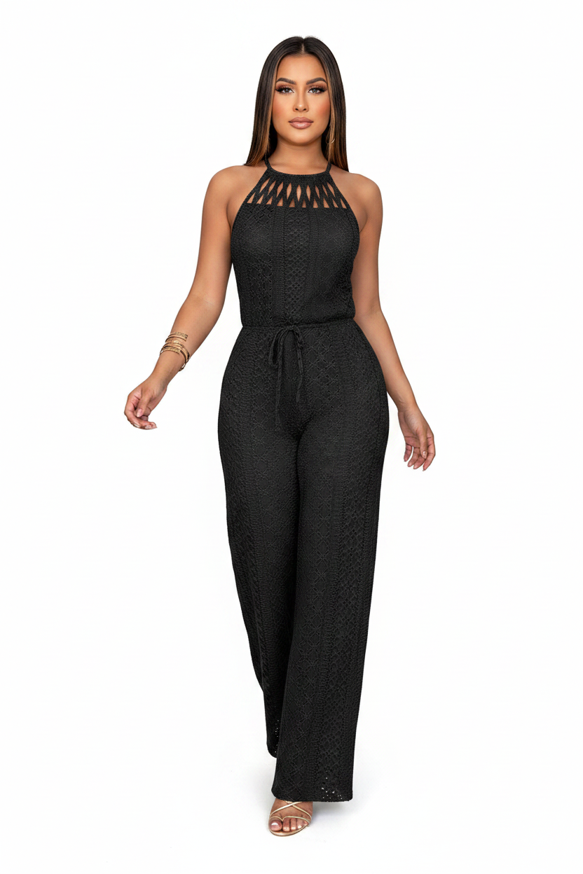 Stylish Breathable Wide-Leg Jumpsuit with Adjustable Straps & Pockets