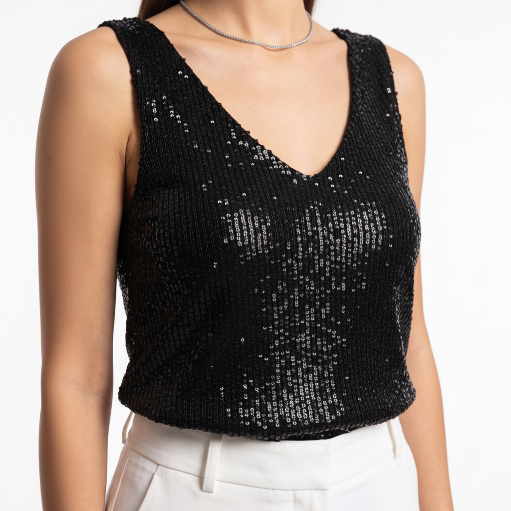 Elegant Shimmering Sequin Top with Comfortable Fit and Stylish Design - Jamota