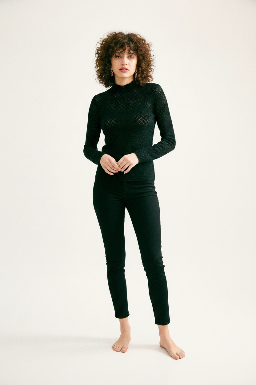 Chic Sheer Lace Blouse for Women with Elegant Detailing & Comfort Fit