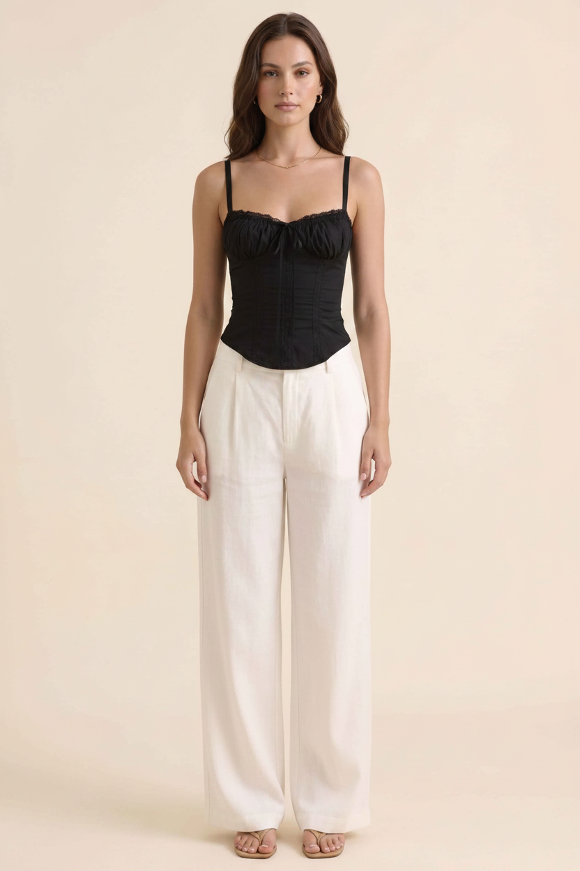 Elegant Structured Corset Cami Top with Adjustable Straps & Breathable