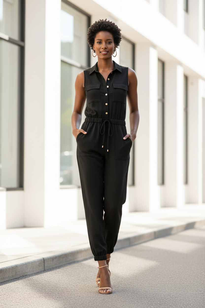 Stylish Comfortable Women's Jumpsuit with Pockets & Adjustable Straps