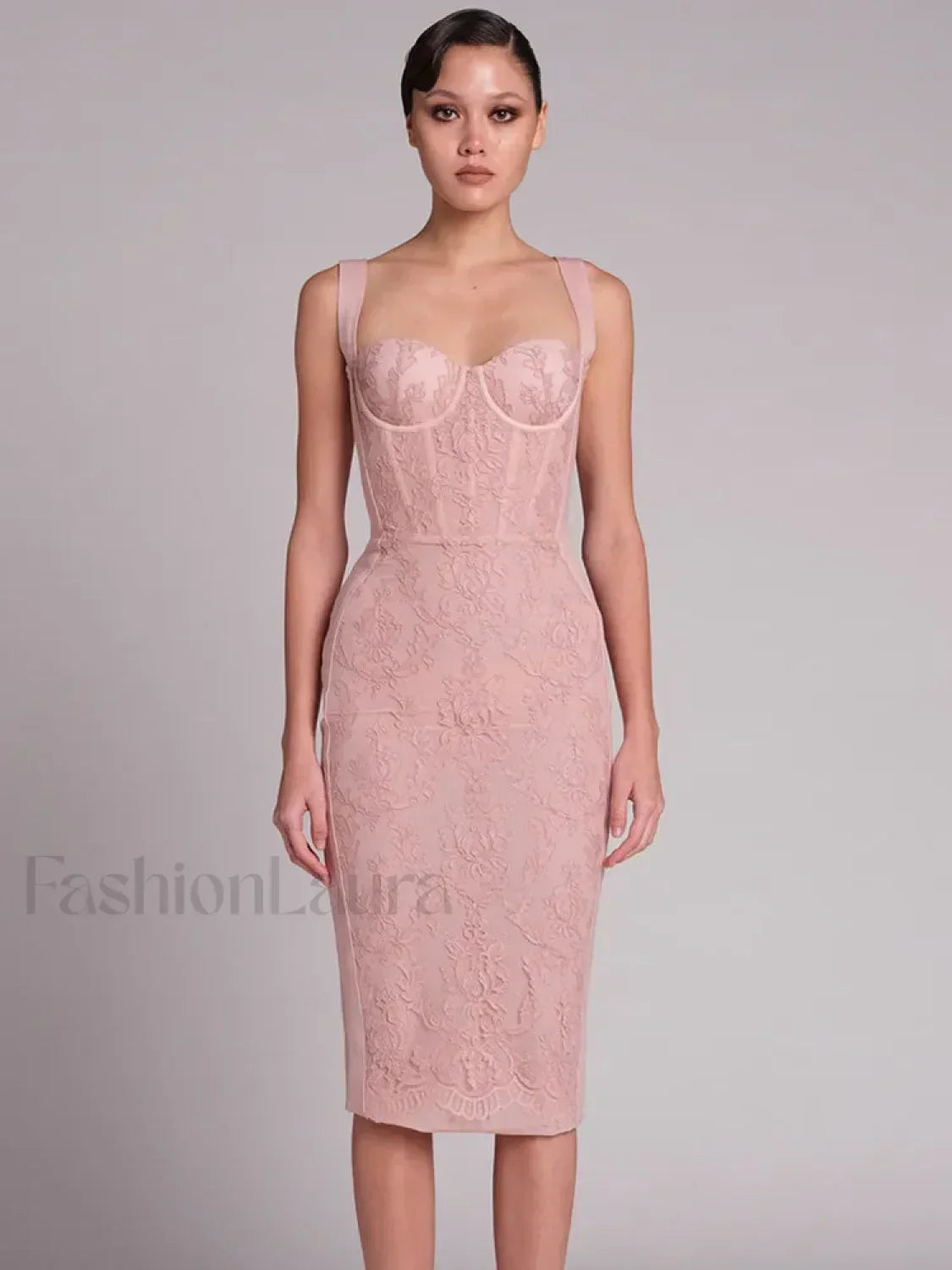 Black Lace Bandage Midi Dress