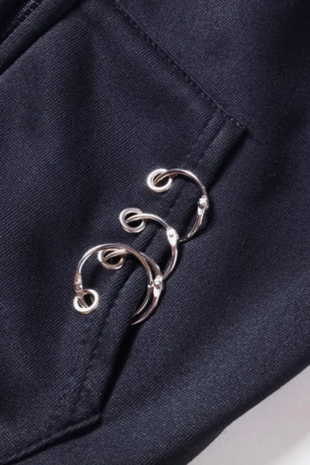 Black Punk Metal Ring Hoodie