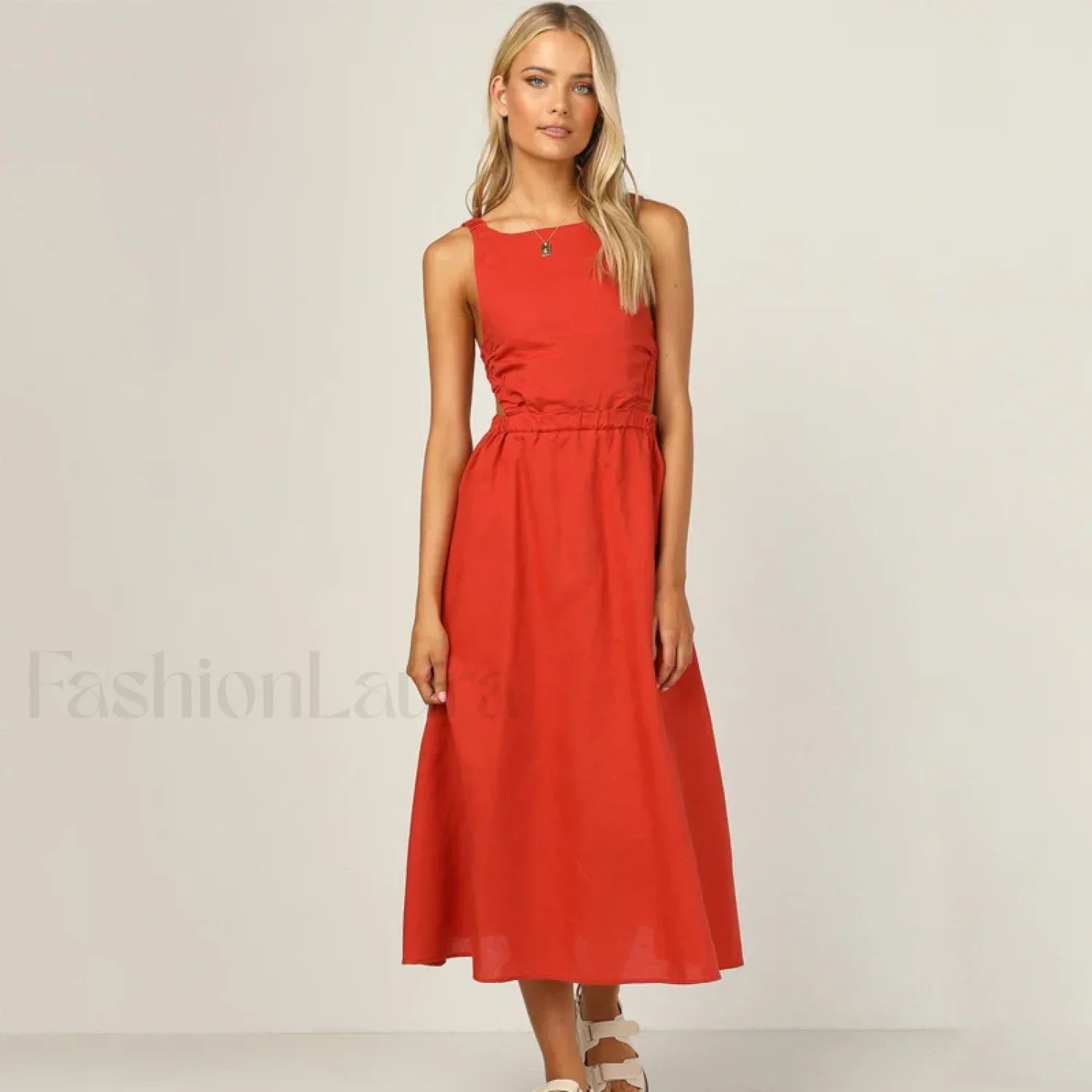 Black Spaghetti Strap Midi Dress Red / S