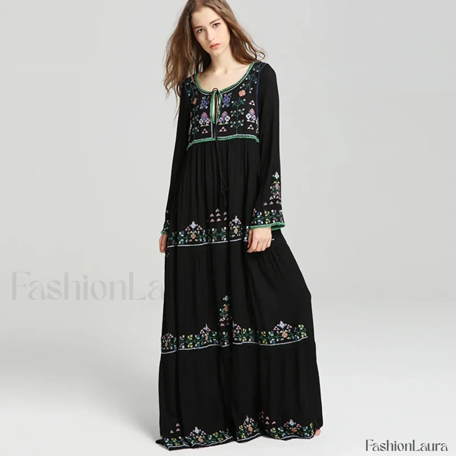 Black Tassel Vintage Boho Dress