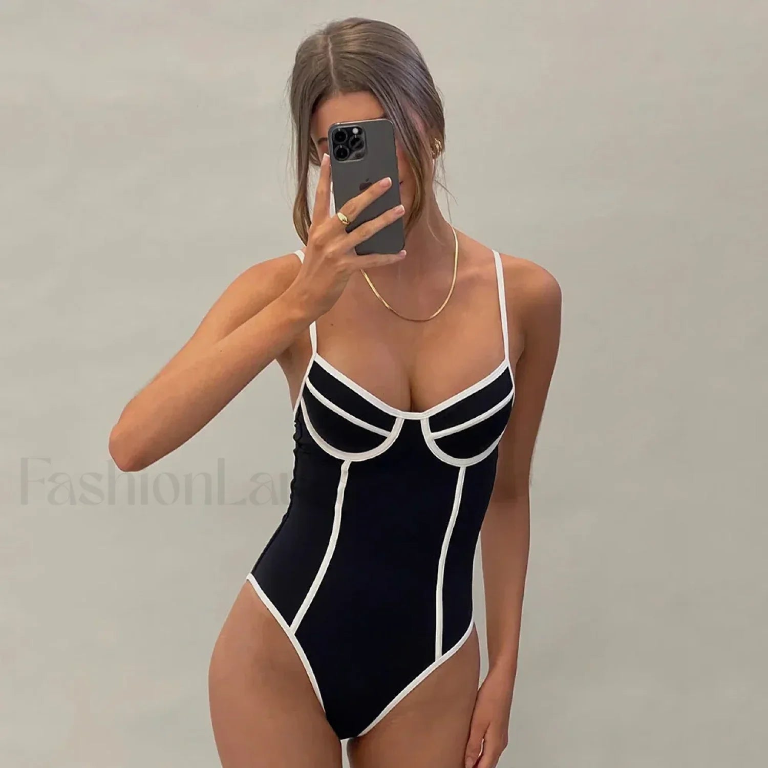 Black White Bikini One Piece black / S