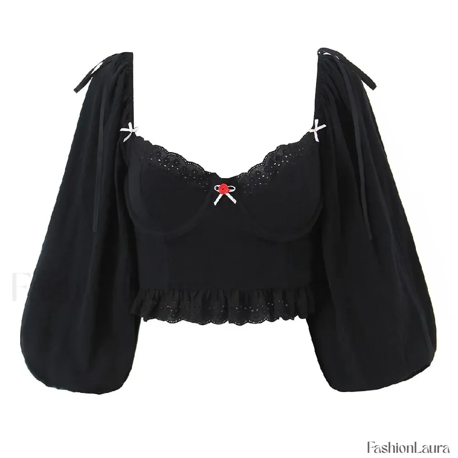 Black Wire Corset Cross Bandage Backless Cropped Tops Blouse